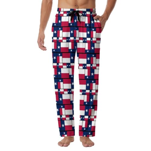 UOER Funny Men's Pajama Pants Texas Flag Sleep Pants for Men with Pocket