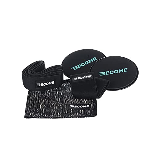 Kit Bandas de Resistencia para Glúteos - Bandas Elásticas Musculación y Fitness - Intensidad Alta - Incluye 2 Bandas, Sliders y Bolsa - Color Negro - Become Fit Pack Gluteus Cover