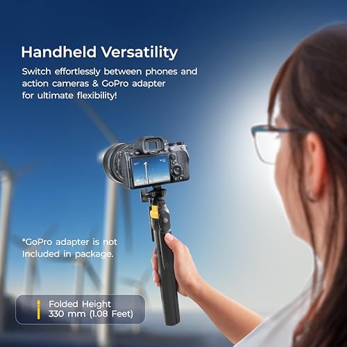Image of DIGITEK (DTR-555 SS) 5.57ft Foldable Tripod Selfie Stick for Smartphones & Gopro Action Cameras, 360 Rotation, 3-Leg Base, 2Kg Load, 10m Wireless Remote, 7 Section Adjustable, for Selfie & Vloggers