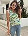 Blingfit Tank Tops for Women Summer V Neck Sleeveless Dressy Blouses Business Casual Outfits Yellow Green Printed XXL