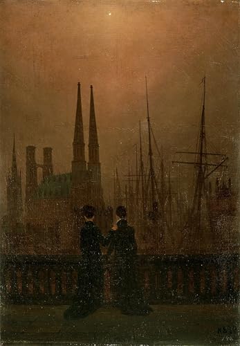 Tableaux Toile Harbour at Night Friedrich 60x90cm pour décoration murale de salon