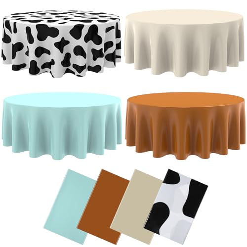 Oudain Cow Tablecloth Round Print Table Cloths Plastic, Fresh Color by Oudain - Used condition - Image 4