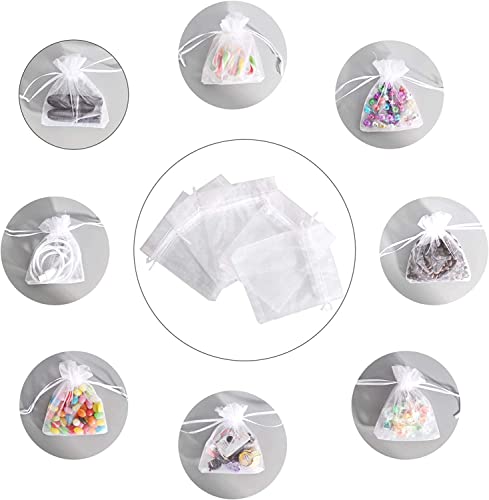 اكياس اورجانزا مع اربطة من مارك كيو 100 قطعة مقاس 7 سم × 9 ابيض