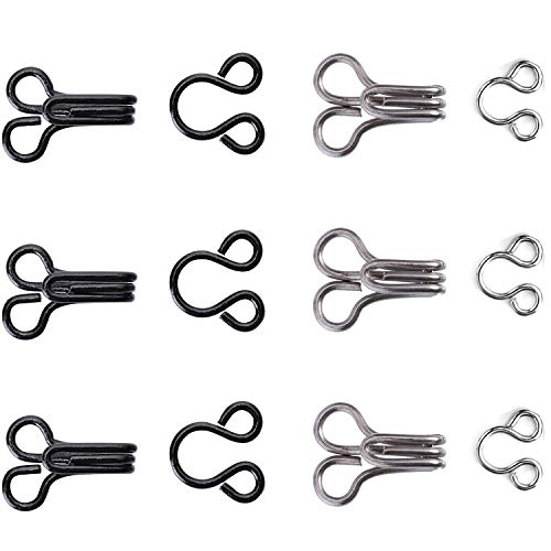 Willrain 60 Pairs Sewing Hooks And Eyes Closure For Bra Clothing Trousers Skirt Diy Craft,3 Sizes (Silver Black) #TOP2