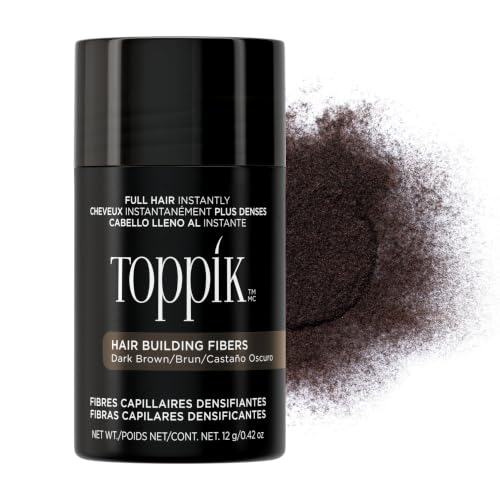 Toppik Hair Building Fibers, Dark Brown, 12g Fill In Fine or Thinning Hair, Instantly Thicker,...