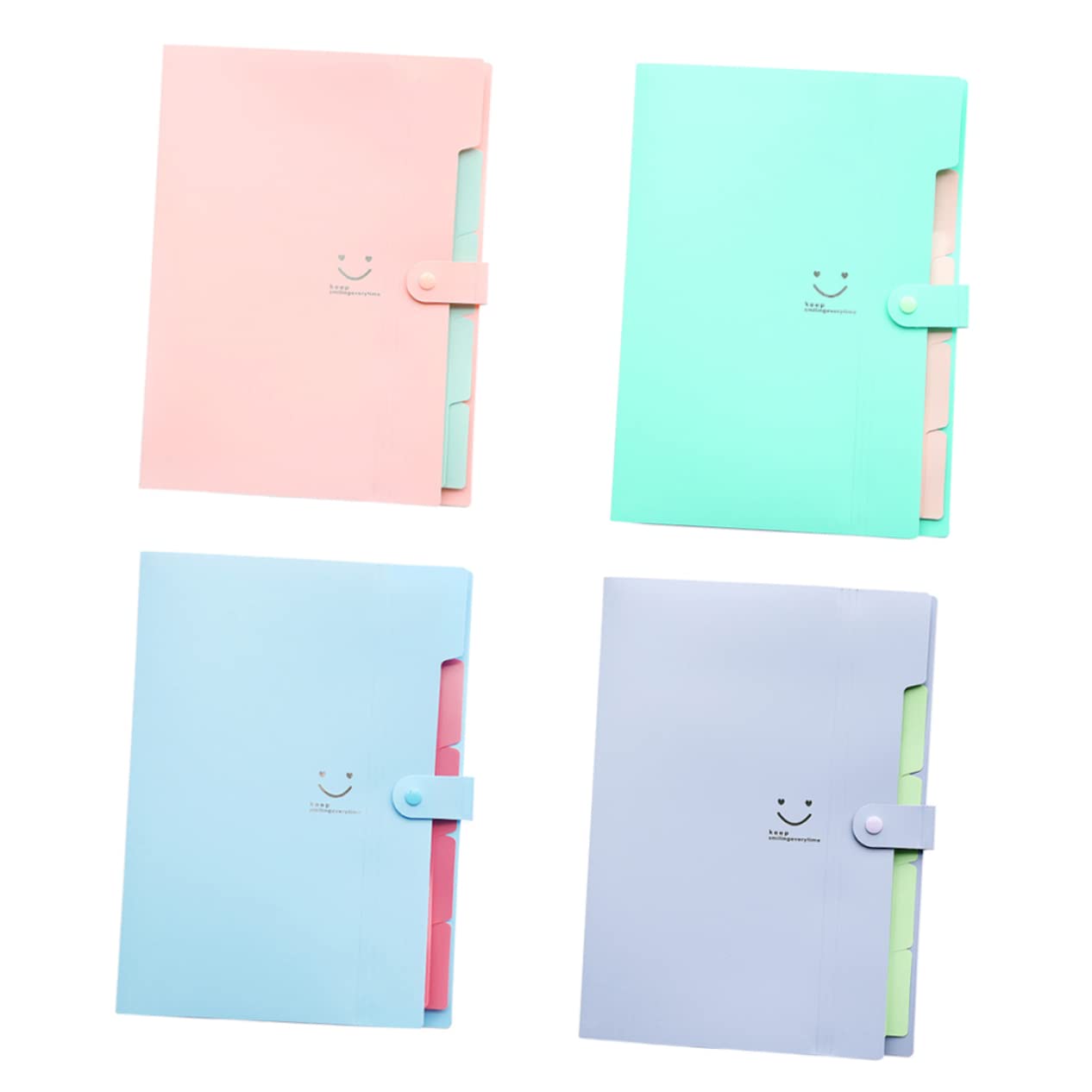 STOBOK 4pezzi Cartellina Portadocumenti Espandibile Con Chiusura Pulsante Set Folder Colorati Organizzatore Per Documenti Per e Scuola
