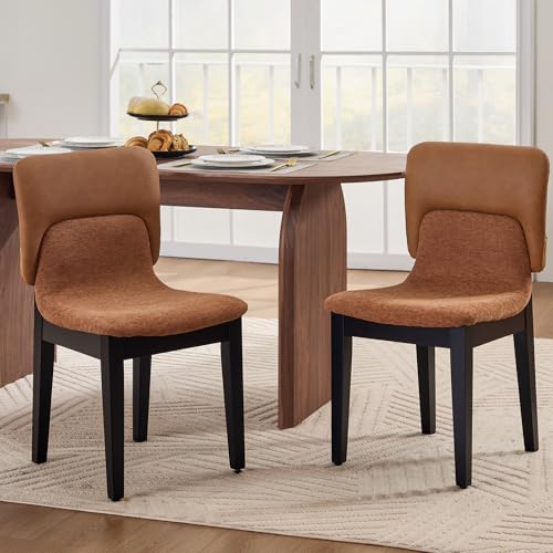 DAYALANE Lot de 2 Chaises de Salle à Manger Moderne Coussin en Chenille Chaise de Cuisine Dossier Démonté en Cuir PU Chaise Rembourrée Scandinave Pieds en...
