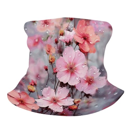 Neck Gaiter Face Mask Men Women, Beautiful Pink Flower Face Mask Scart Cover for Dust Wind Sun Protection
