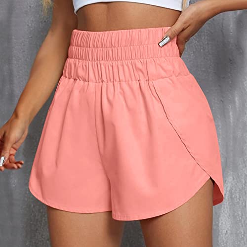 Elastic High Waisted Athletic Shorts for Women Girls Summer Running Sporty Quick Drying Plus Size Shorts Gym Workout Shorts2