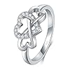 BORUO-925-Sterling-Silver-Ring-High-Polish-Cubic-Zirconia-Infinity-and-Heart-Tarnish-Resistant-Comfort-Fit-Ring BORUO Love Heart Eternity Band-925 Sterling Silver Rings for Women-Platinum Plated Over Sterling Silver Wedding Band- Promise Rings For Her-Silver Rings For Women, 2mm, Size 7