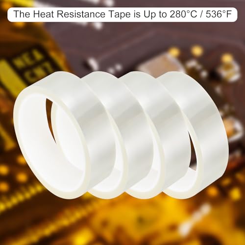 Image of uxcell Clear Heat Tape, 1 Roll 25mmx33m 108ft High Temperature Heat Resistant Tape for Sublimation,Heat Vinyl Press,Heat Transfer, Circuit Board, No Residue