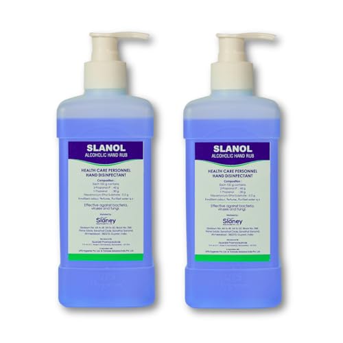 Image of Slanol Alcoholic Hand Rub - 500ml Surgical Grade Hand Sanitizer with 75% Isopropyl Alcohol & Moisturizer, Kills 99.9% Germs, Professional Disinfectant for Medical & Home Use (Pack of 2)