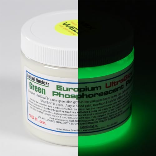 United Nuclear Europium Ultra Glow in the Dark Phosphorescent Paint | Super Bright Non-Toxic UV Black light Paint (16 ounce, Green)