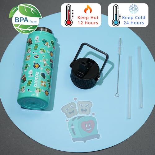 Image of BJPKPK Insulated Water Bottle, 18oz Stainless Steel with Straw Lid