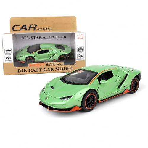 Image of Lamborghini Centenario 1:35 Scale Die Cast Metal Car - Pull Back Supercar Model with Openable Doors, Lights & Sound, Collectible Showpiece for Kids 6+ & Car Enthusiasts