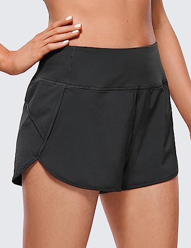 CRZ YOGA Shorts de Corrida Para Mulheres com Forro de Cintura Alta e Treino Atlético com Bolsos com
