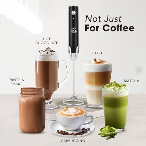 image for Zulay Kitchen Rechargeable Milk Frother Handheld - Lux 4 Whisks, Power
