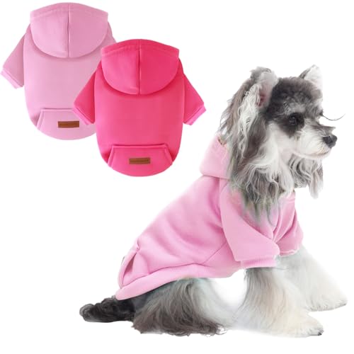 Image of 2 Pack Dog Hoodie Warm Hood Dog Sweater Cold Weather Small Dogs Sweatshirt Comfort Pet Clothes for Small Medium Dogs with Pockets Cats Chihuahua Clothes for Male Female Girl Boy Sporty Daily Wear
