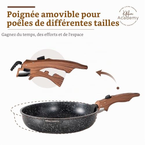 Kitchen Academy Lot de 10 Casseroles et Poêles,Poignée Amovibl,Noir – vue 2