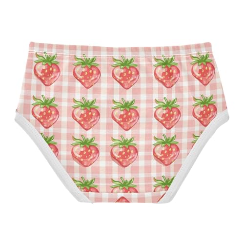 ZZKKO Strawberry Checkered Girls Underwear Toddler Panties for Girls Comfort Brief Size 2-8T2