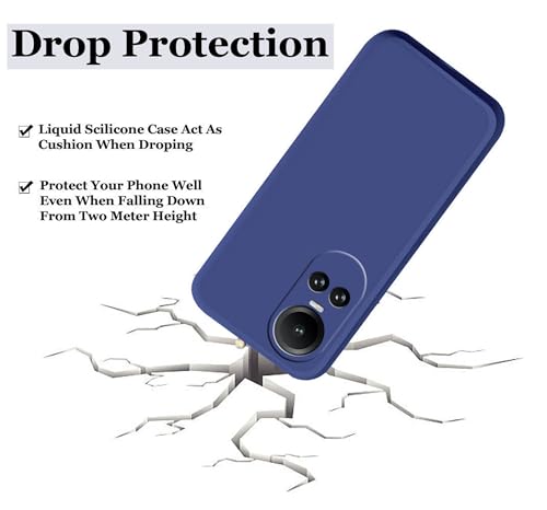 Image of A rtistque Liquid Silicone Back Cover Case for Oppo Reno 10 5G / Reno 10 Pro 5G | Soft Silicone Finish | Shockproof Protection | Camera Protection | Protective Design | Oppo Reno 10 Back Cover - Blue
