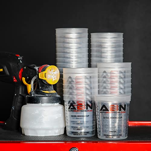 Abn 32 Ounce PAINT MIX CUPS - Calibrated Mixing Ratios on Side of Cup - 100 PACK ...