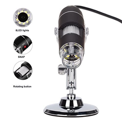 Image of Handheld Digital Microscope, 50X to 1000X USB HD Inspection Camera with OTG Function, 8 Adjustable Lights, Simple , for Facial Skin Scalp