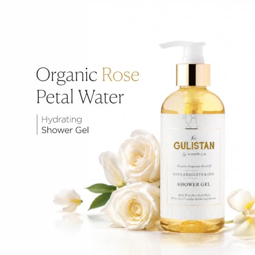 Image of Kimirica The Gulistan Shower Gel Bottle, 100% Vegan and Paraben Free with Goodness of Rose Water, White Tea and Ginkgo Biloba, 300ml 100% Vegan (Rose Absolute & Iris, 300ml)