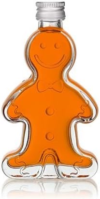 Christmasy Glass Bottles For Enchanted Nights Fillable With Your Fav Tipple Gin Special Gift or Festive Decoration Star Gingerbread Man Christmas Tree Moon Individually Wrapped ("Gingerbread-man" volume 50 ml)
