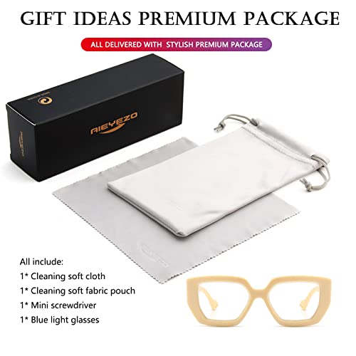 Image of AIEYEZO Thick Frame Blue Light Glasses Men Women, Fashion Square Computer Eyeglass Anti Eyestrain & Prevent Headache