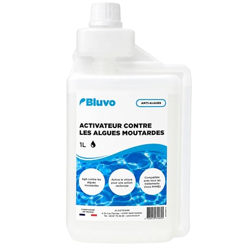 Activateur Anti-Algues Moutarde Piscine 1L | Traitement Algicide Spécifique Contre Les Algues Moutardes | Action Renforcée avec Le Chlore | Usage Curatif et...