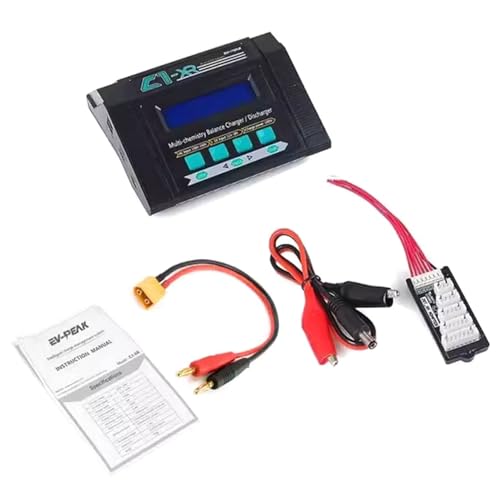 Vocdikficy Cargador de Equilibrio C1XR 100W 10A 1-6S Cargador de Equilibrio de Entrada Dual con Placa Adaptadora JST XH para Batería LiPo NiMH NiCd