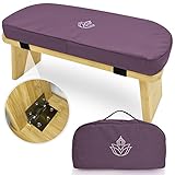 ALAYA Meditationsbank - Faltbarer Hocker aus Bambus & Velours - Fördert eine bessere Haltung bei Meditation - Robust, nachhaltig, wasserabweisend - Abnehmbares Kissen & Tragetasche - Ca. 20x20x40 cm
