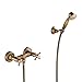 Grifo De Bañera Con Alcachofa De Mano, Latón Grifo Ducha Con Dos Asas, Mezclador Baño Y Ducha Incluye Manguera De Ducha De 1,5 M Y Soporte, Montaje En Pared, Acabado Latón Envejecido