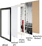 12x16 Cadre photo Affichage Photos 11×14 Avec Mat 12×16 Sans Mats pour l'affichage du haut de la table et le montage mural Cadre photo Cadre en bois Affichage en verre renforcé Noir
