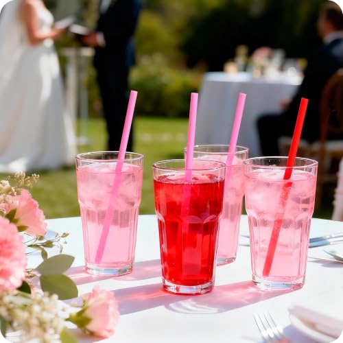Image of 100pcs Heart-Shaped Candy Apple Red Straws, Individually Wrapped(10mm)