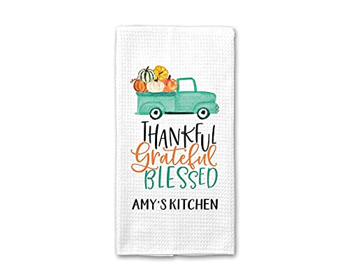 Custom Fall Waffle Weave Dish Towel Personalized Kitchen Towel Seasonal Decor Personalized Dish Towel Fall Kitchen Towel Fall Decor