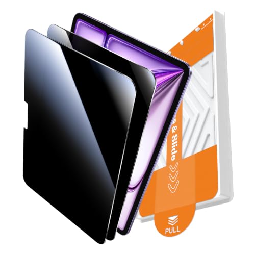 Image of EZ-GLAZ-2 Pack Privacy Screen Protector for iPad Air 13 Inch (M4 /M3 /M2 2024 /2025 /2026) - Landscape /Horizontal Viewing Privacy Mode, 9H+ Tempered Glass with Install Tool, Anti-Scratch, Pencil Compatible