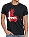 Produktbild CottonCloud Flagge Dänemark Herren T-Shirt Fußball Sport Denmark WM EM Fahne, Größe:XL, Farbe:Schwarz