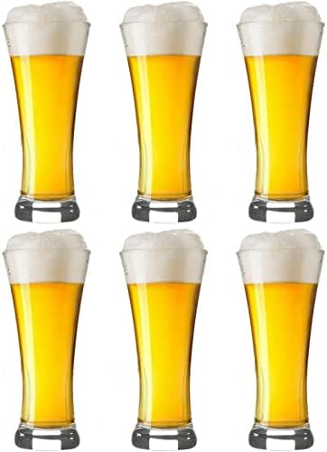 6 Piece Pilsner Beer Glasses Set. Classic Pub Bar Plain Clear Beer Glasses. (380 cc/ml) (38cl)