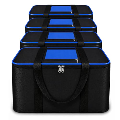 Image of DALUCI Underbed Storage Bags for Clothes Pack of 4 Large Moisture Proof Organizer with Zipper Non Woven Foldable Storage Bag for Blanket Saree Wardrobe 54 x 46 x 28 cm (Black & Blue - Large, 4 Pack)
