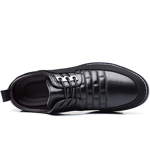 Image of Men's Dress Shoes Business Soft Sole Oxford Derby Orthopedic Leather Slip-On Casual Shoes (Black-B,8.5)
