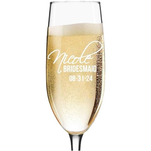 Engraved Champagne Flute Glass for Bridesmaid Toasting Cover
