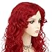 Dai Cloud Red Wigs with Bangs for Women Long Curly Wavy Soft Princess Synthetic Cosplay Halloween Hair Wig for Cosplay Use