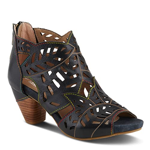 Spring Step L'Artiste Icon Sandals for Women - Ladies Casual Flats Platform Sandal - Hand Painting Summer Shoes for Womens - Black EU 37 / US 6.5-7