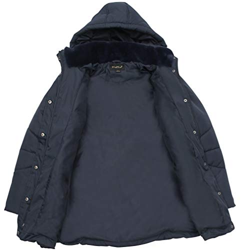 Plusfeel Winter Coat for Women Ladies Warm Puffer Coat Hooded Softshell Hiking Outdoor Winter Warm Lightweight Longsleeve Parka Jacket Coat Women, Dark Blue, M