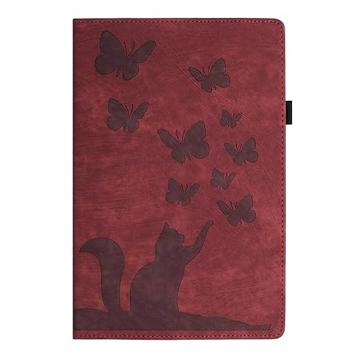 Capa para tablet Amazon Fire Fire HD 10 2023 (13ª geração) 10,1 polegadas TPU + couro PU capa com suporte de ajuste em 2 etapas [gatos e borboletas] - 04