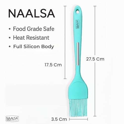 Image of NAALSA GLENZ Silcione Oil Brush with Steel Core, 27.5 cm 11inch Length, Heat Resistant up to 230C Brush for Kitchen, Dosa Tawa, Baking & Grilling (1pc Brush)