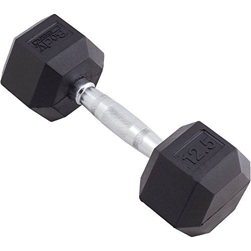Body Sport Rubber Encased Hex Dumbbell Weight – Dumbbells For Exercises – Strength Training Equipment – Home Gym Accessories – Weight Training – Black, 12.5 Lb #TOP30