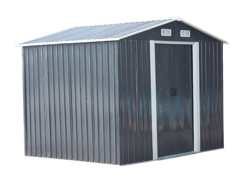 Vente-unique - Abri de Jardin métal en Acier galvanisé Gris 5,2 m² - MANSO
